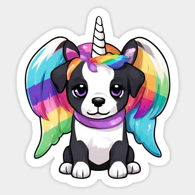 Cute Rainbow Unicorn Puppy Dog Sticker by Little Duck Designs